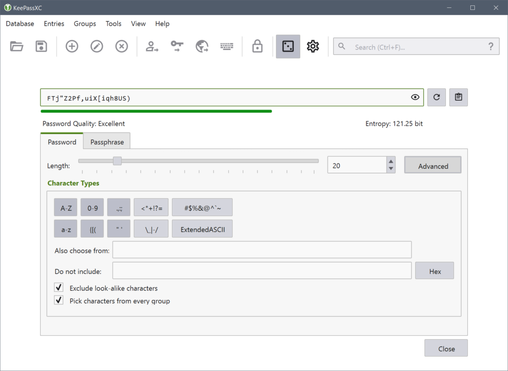 Passwortgenerator Einstellungen