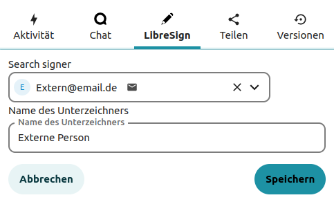 Externe Person signieren