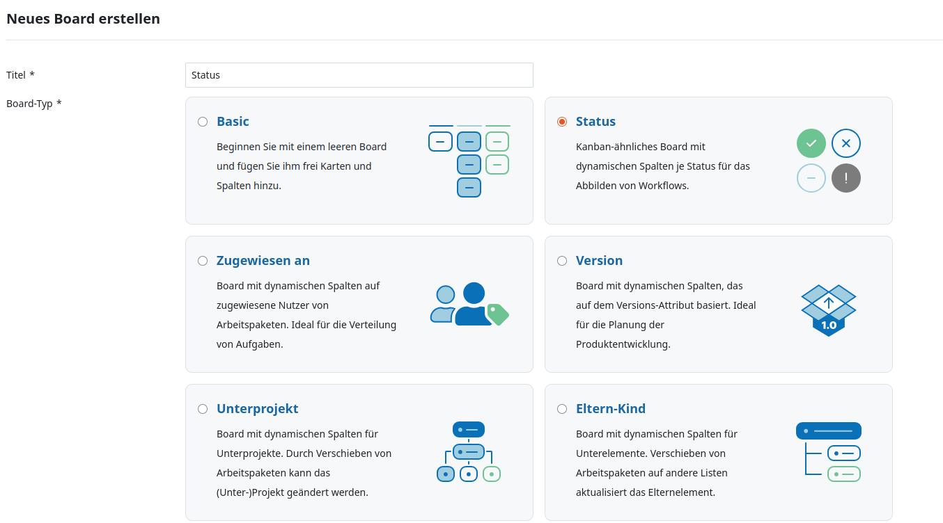 Statusboard anlegen